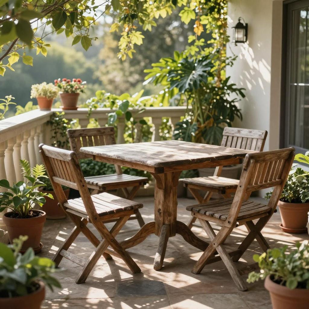 露天阳台防腐木桌椅:自然之美与品质生活的···(图2) 露天阳台防腐木桌椅:自然之美与品质生活的···(图2)