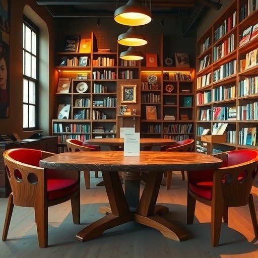 海宁书店家具定制：艺术感与实用性并存的桌椅(图1)