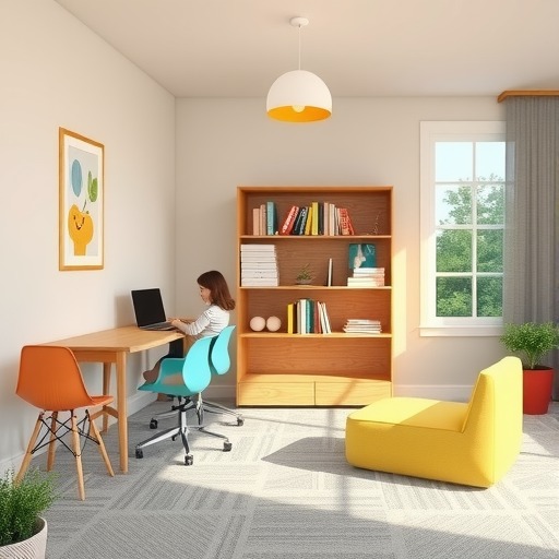 专属阅读角落：个性化妇女儿童活动中心阅览室桌椅设计(图1)