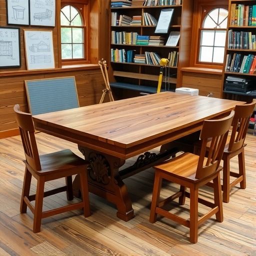 安亭镇档案馆研究室，实木桌椅个性化定制(图1)