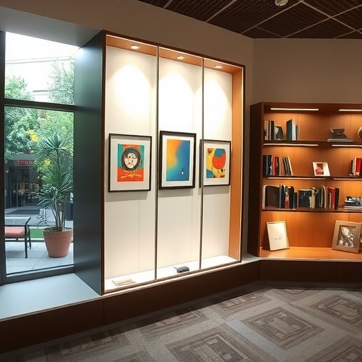 艺术气息融入：枫林路街道图书馆专属美术展柜(图1)