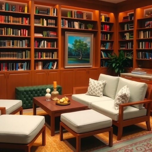 静安区私人图书馆沙龙区卡座沙发定制(图1)