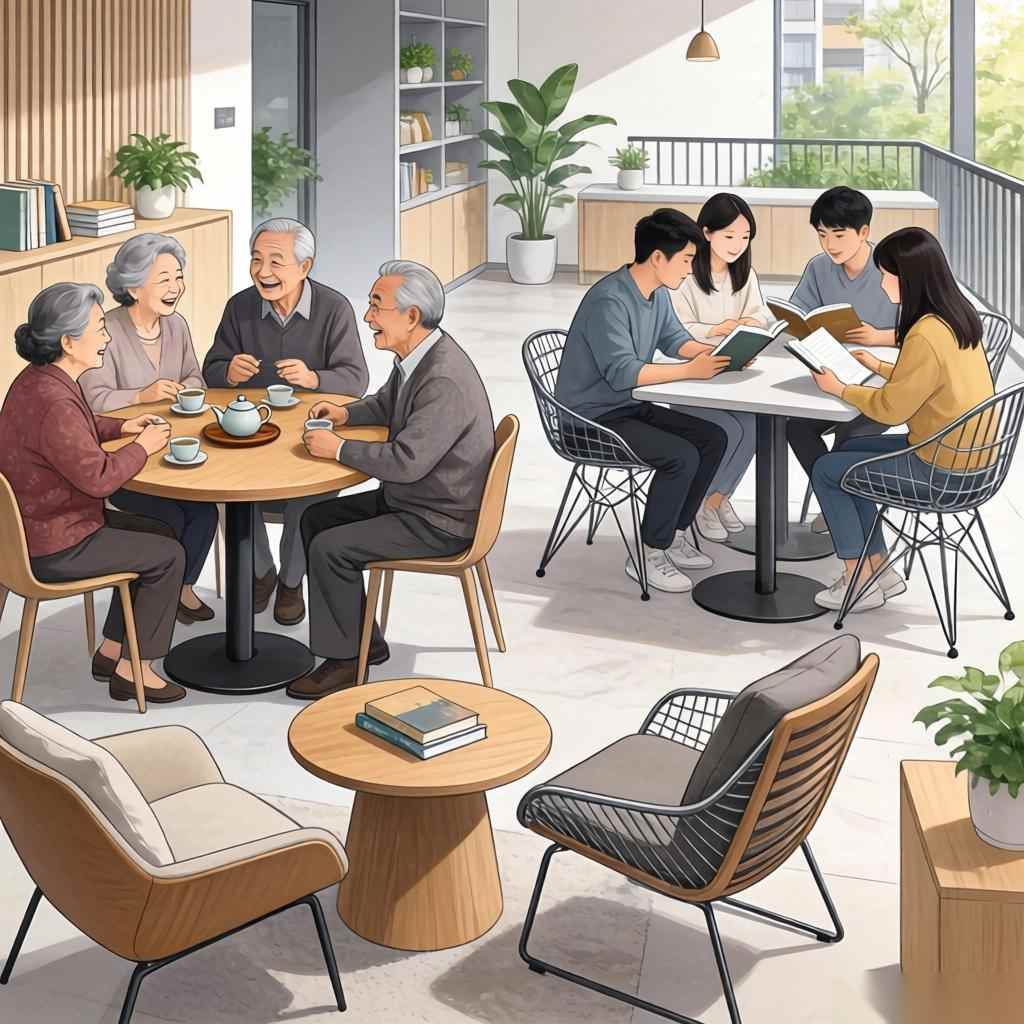 社区礼堂竟用定制桌椅，打造出让人流连忘返的秘密沙龙